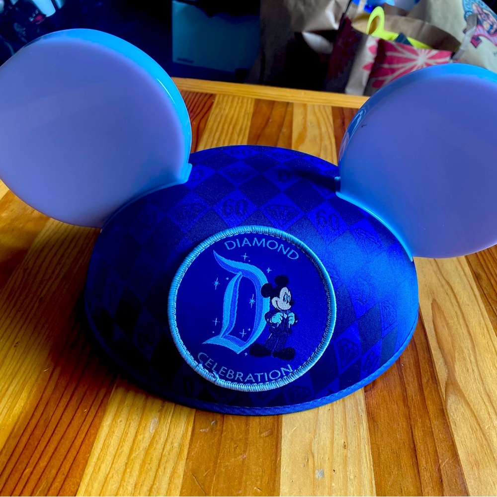 NWT Disney Parks Mickey Mouse Adult Cap 60th Diamond Celebration Blue